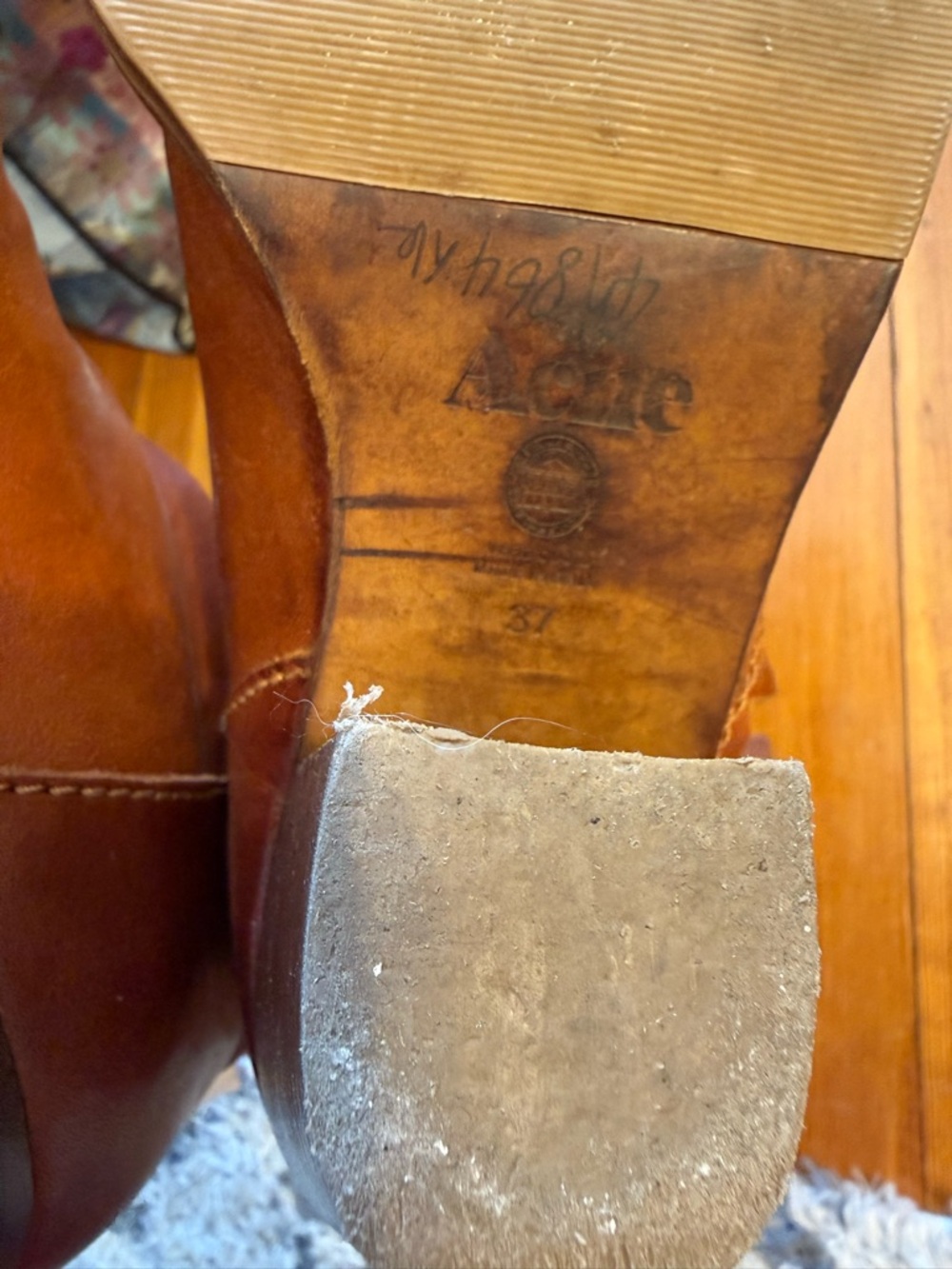 Acne Brown Leather Ankle Booties with Side Zip - Picture 4 of 5